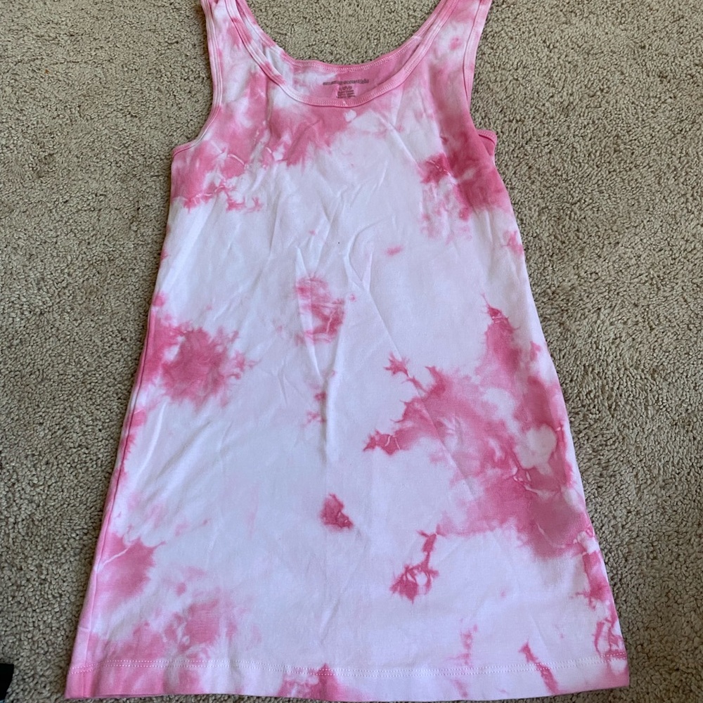 Pink and White Tie Dye Tank Top